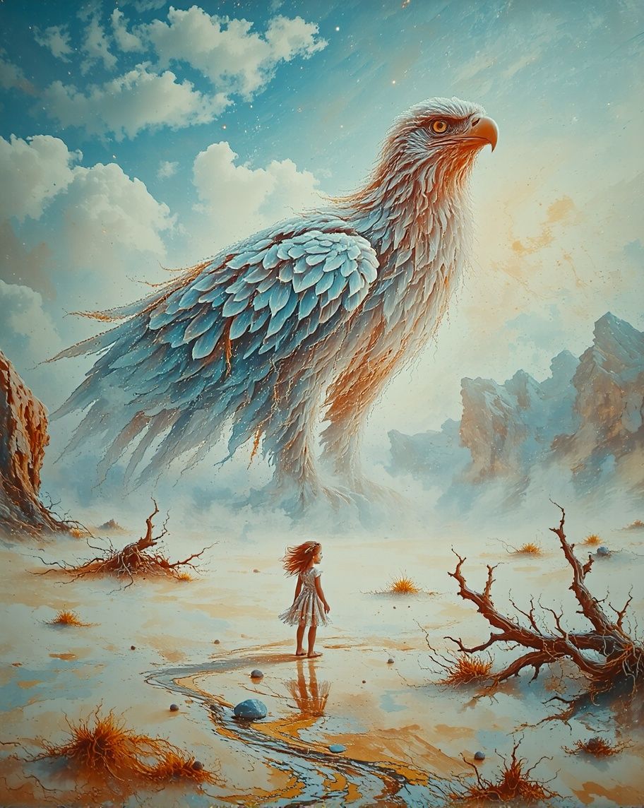 Desert Encounter with a Giant Spirit Bird
