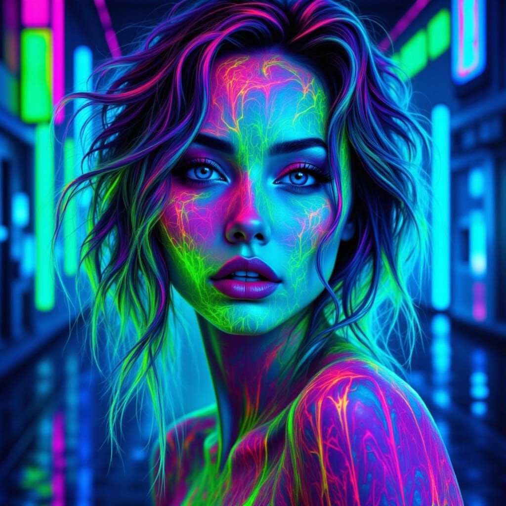 Electric Blue and Pale Green Disco Neon Slime