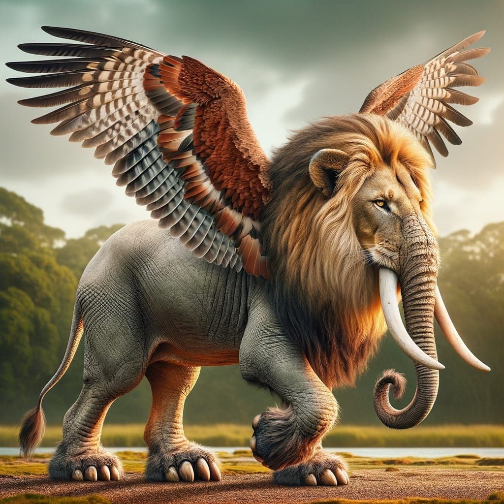 🐘🦅🦁Elephant, Eagle, and Lion Combo Creature  by @Patrick Francart