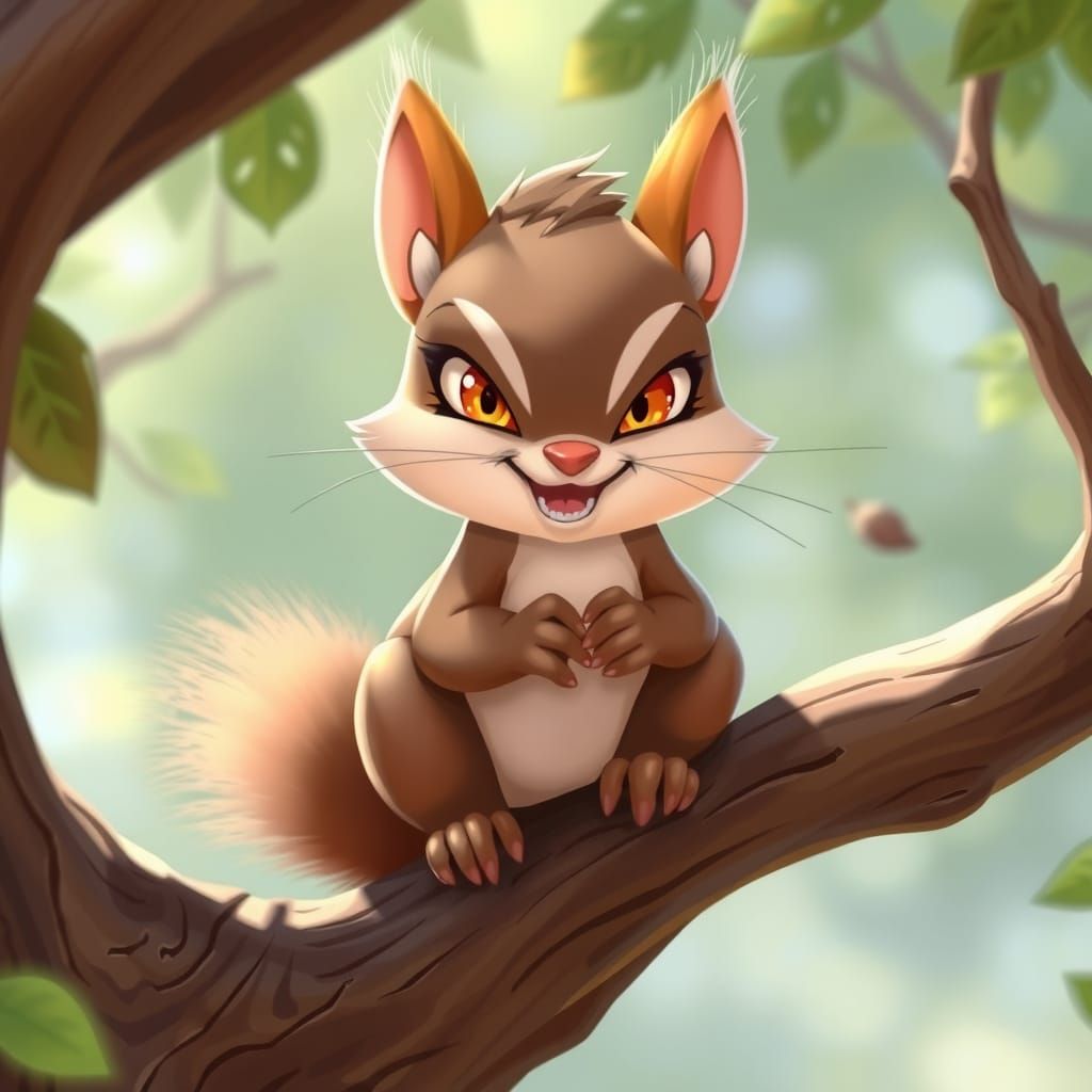 Mischievous Squirrel with an Evil Smile: Kawaii Art