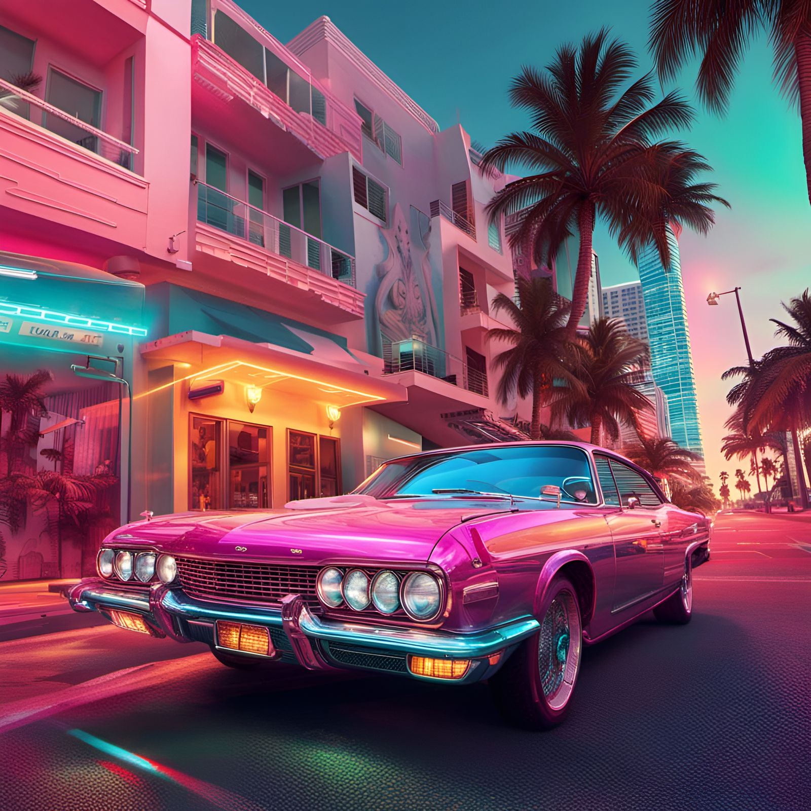 Pink car - AI Generated Artwork - NightCafe Creator