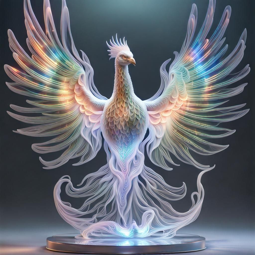 Holographic Phoenix - AI Generated Artwork - NightCafe Creator