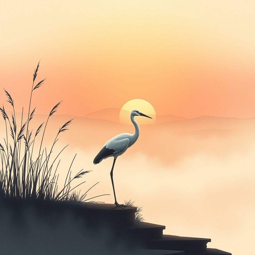 A solitary crane