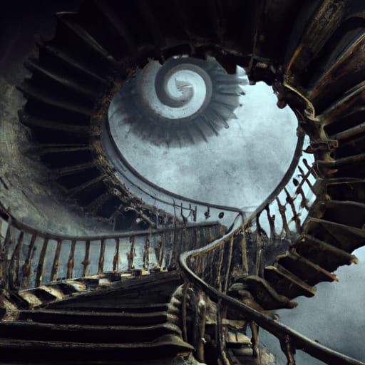 Winding stairs going forever  by @Cheese