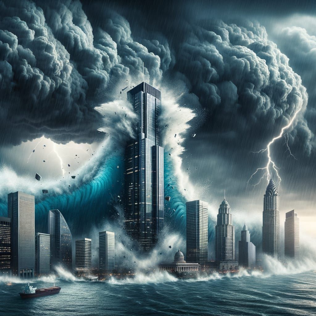 Nature's fury - sea against city