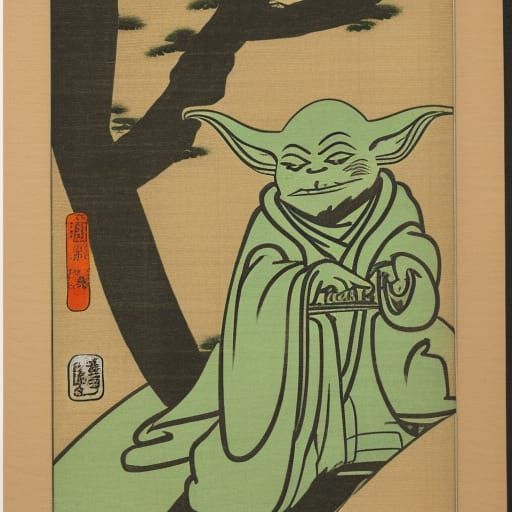 Japanese woodblock print of Yoda
