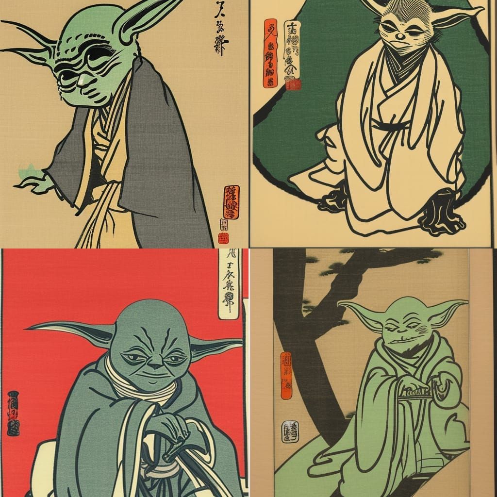 Japanese woodblock print of Yoda