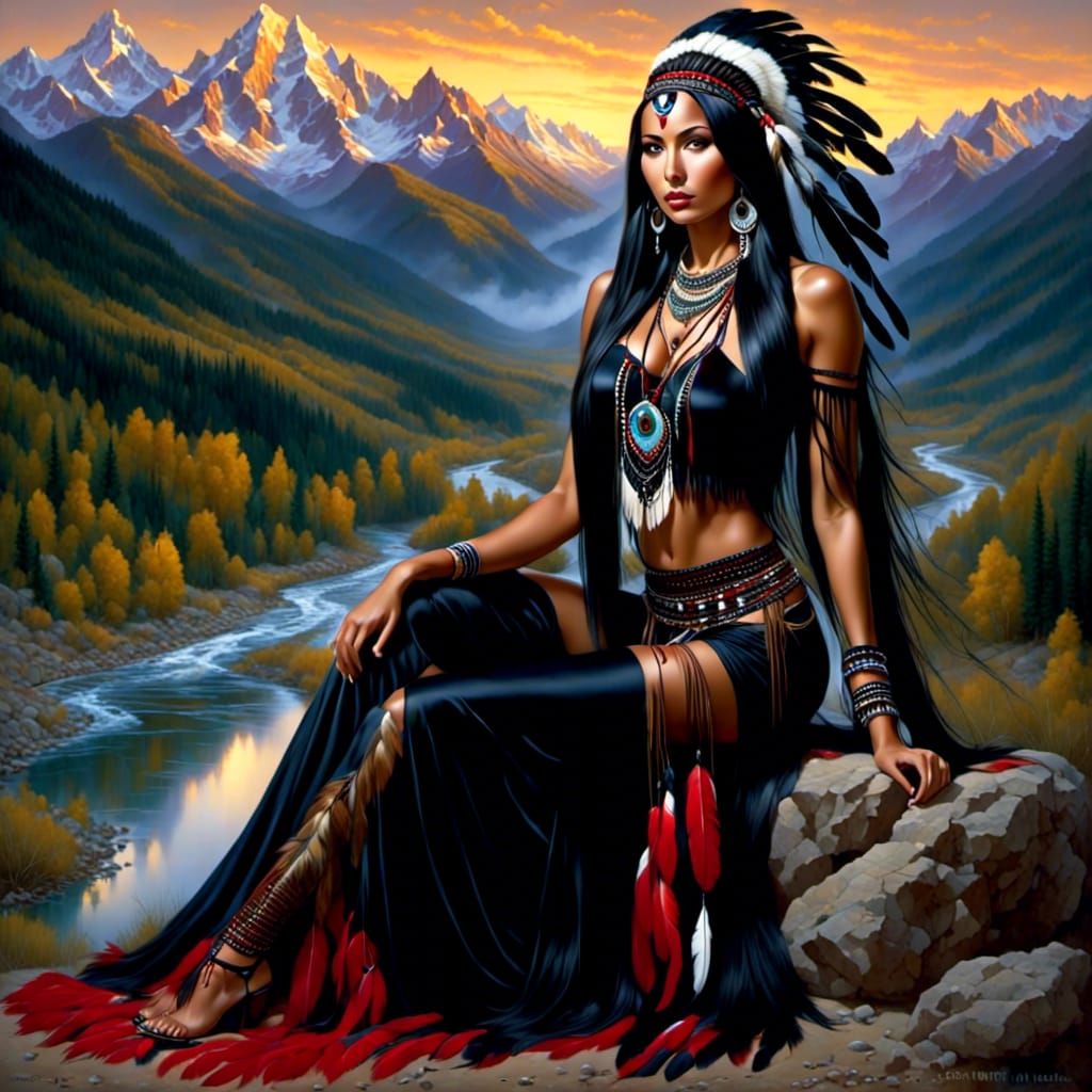 <lora:PrettyWomanStyle:1.0> <lora:NativeAmericanStyle:1.0> "