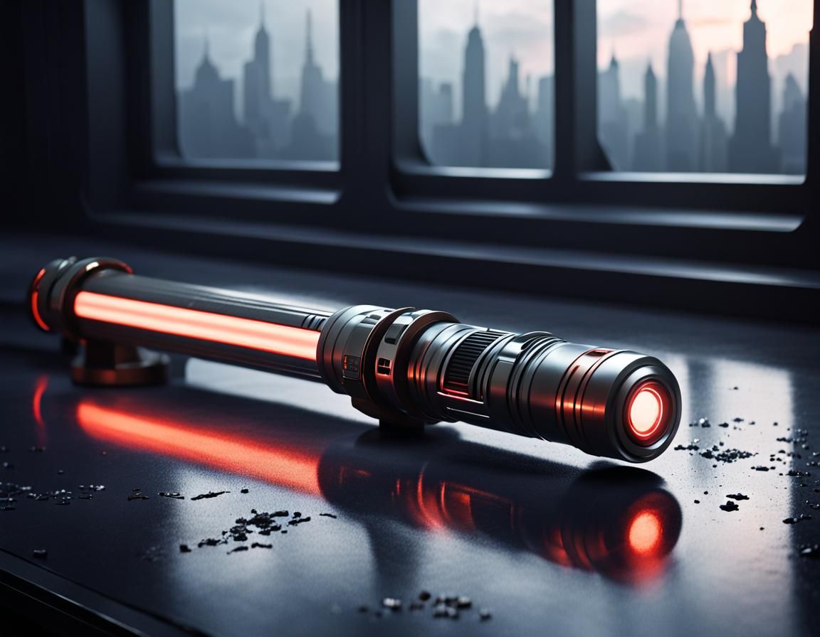 Star Wars Lightsaber (handle only). Metallic, Silver button....