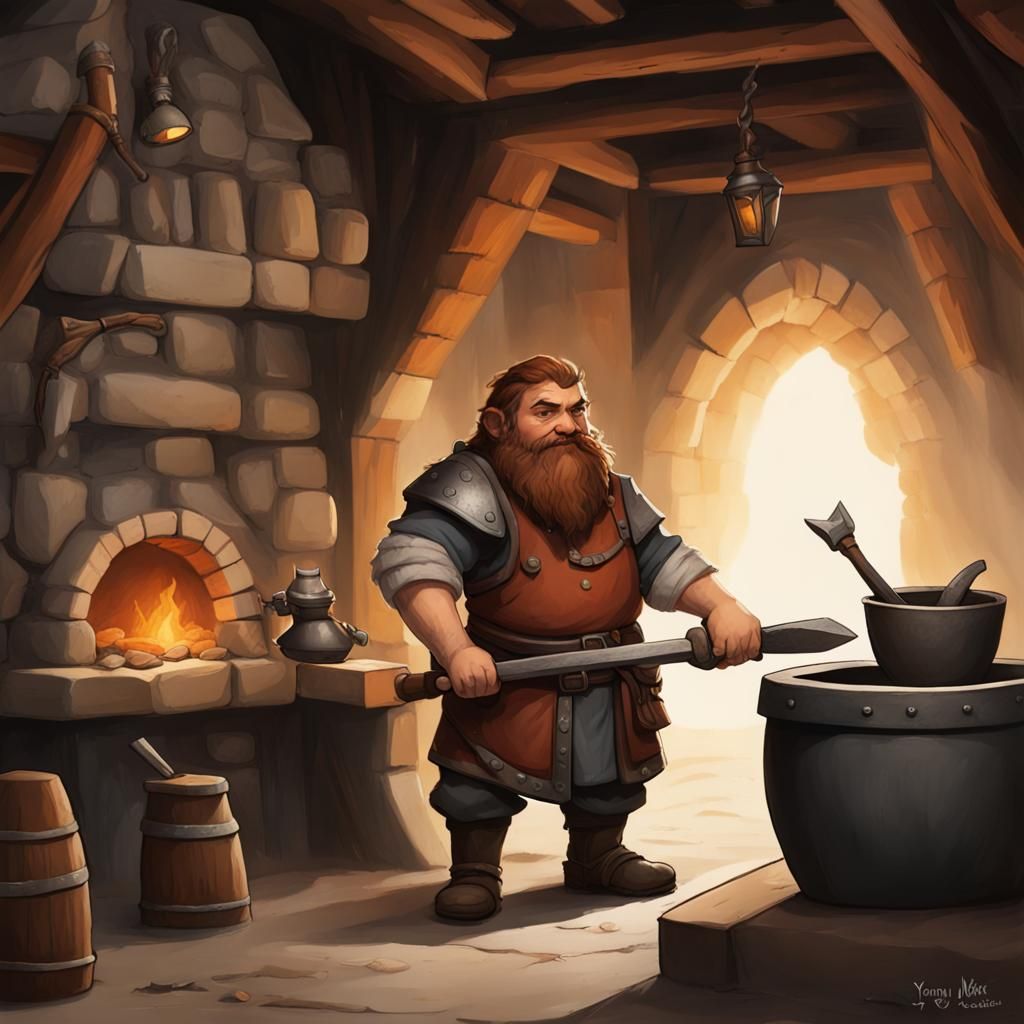 young dwarven blacksmith