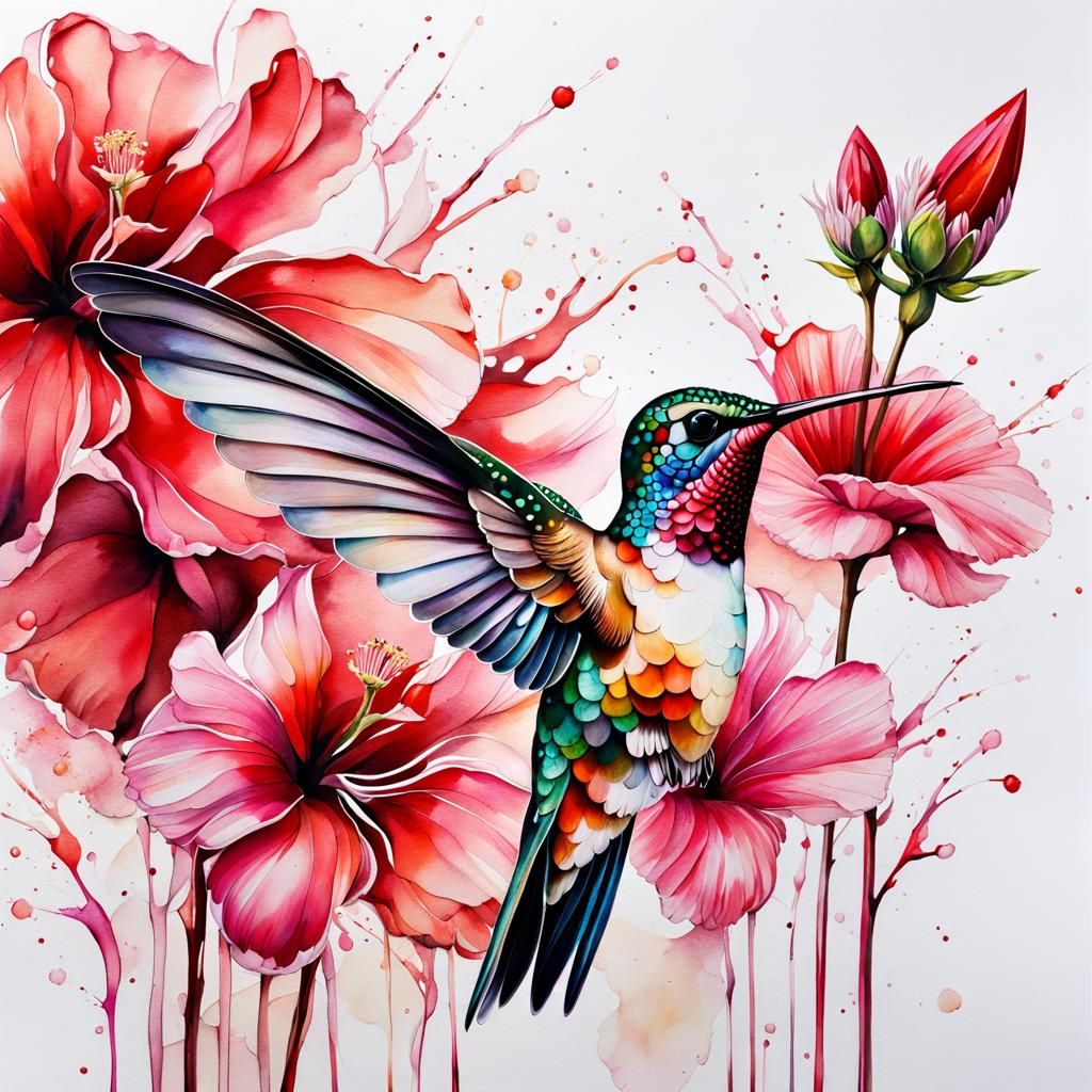ink splatter hummingbird