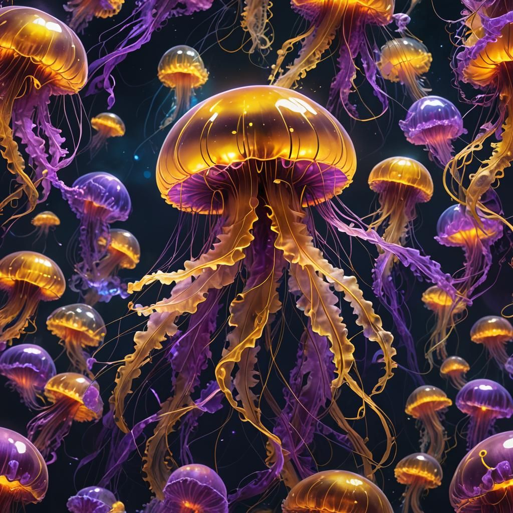 Vivid Glowing Jellyfish  by @Jadedrose1 