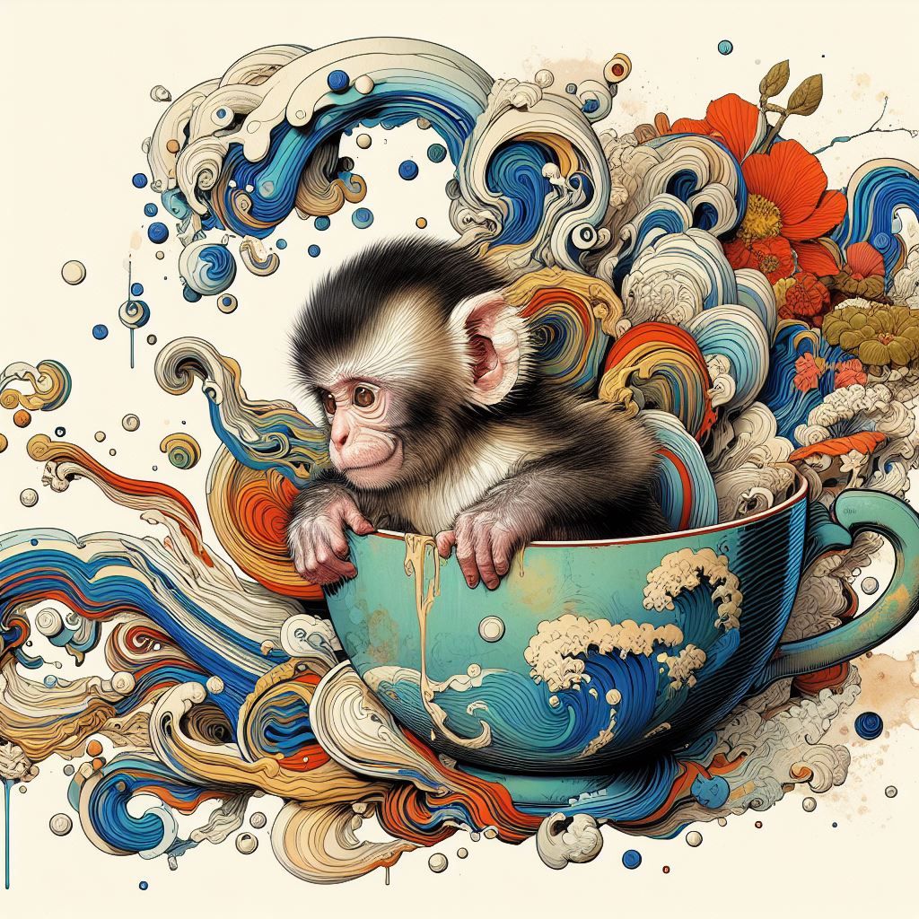 Baby Monkey in a teacup series