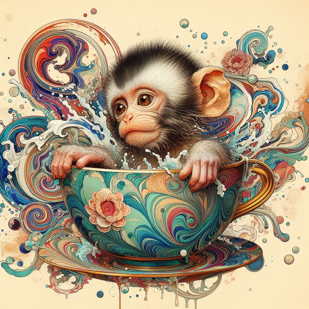Baby Monkey in a teacup