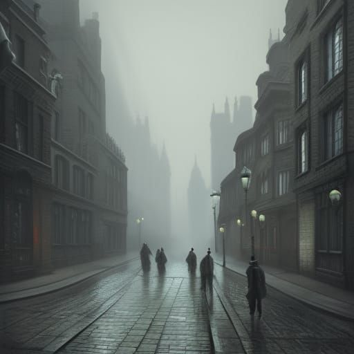 1880s misty London street - AI Generated Artwork - NightCafe Creator