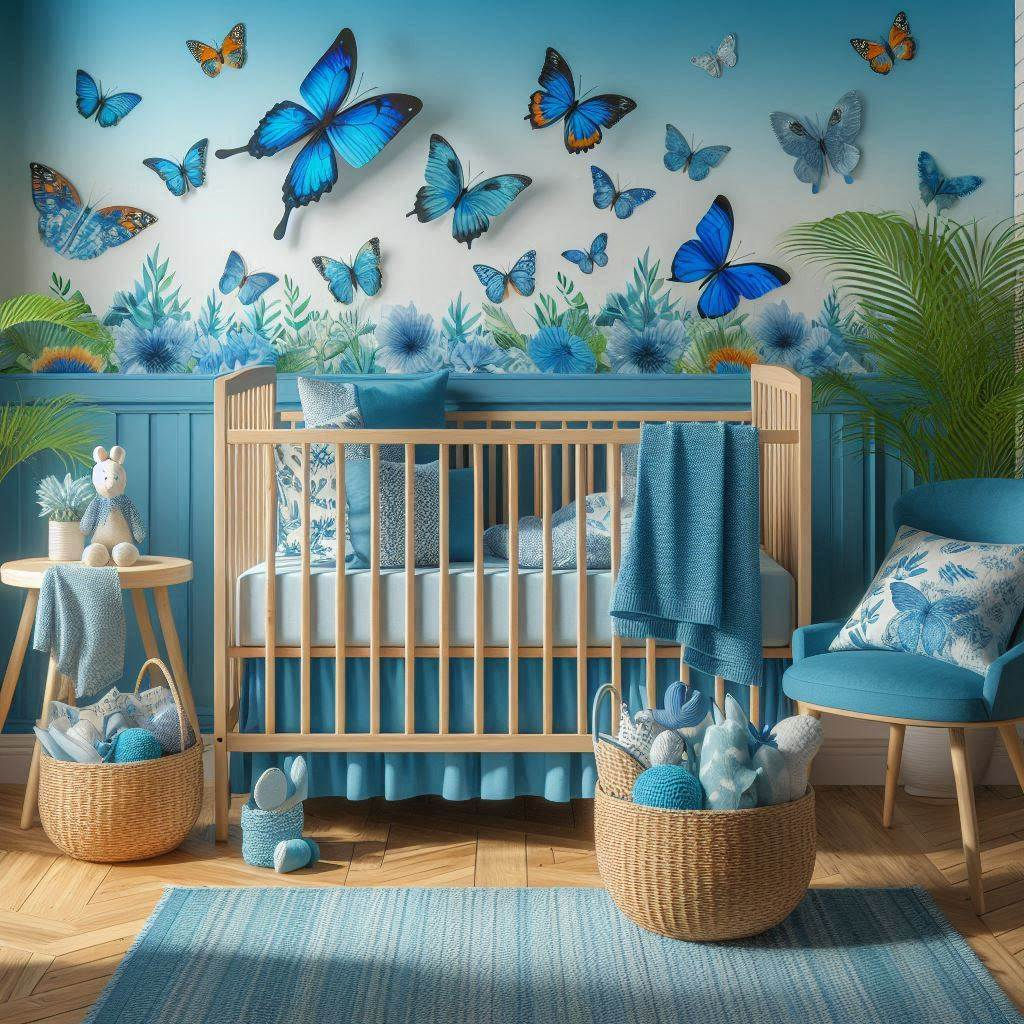 Tropical Blue Butterflies Nursery