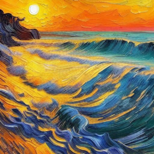 Impressionist Woman by the Sea: Van Gogh Style