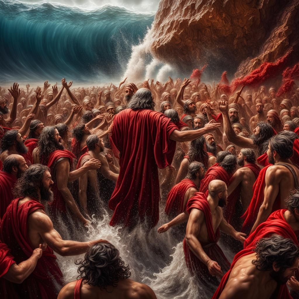 GOD parting the Red Sea, with Moses - AI Generated Artwork - NightCafe ...