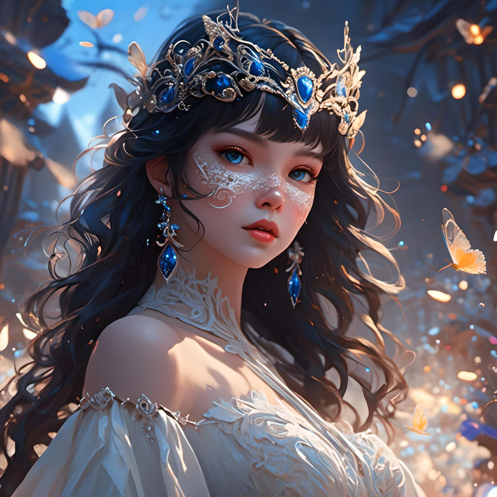 <lora:EthierUnreal V1:1.0> A girl beautiful with mask, blue ...