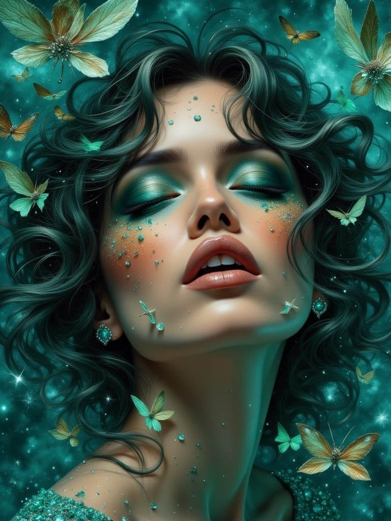 Woman of Whimsical Jewels in Vibrant Emotions