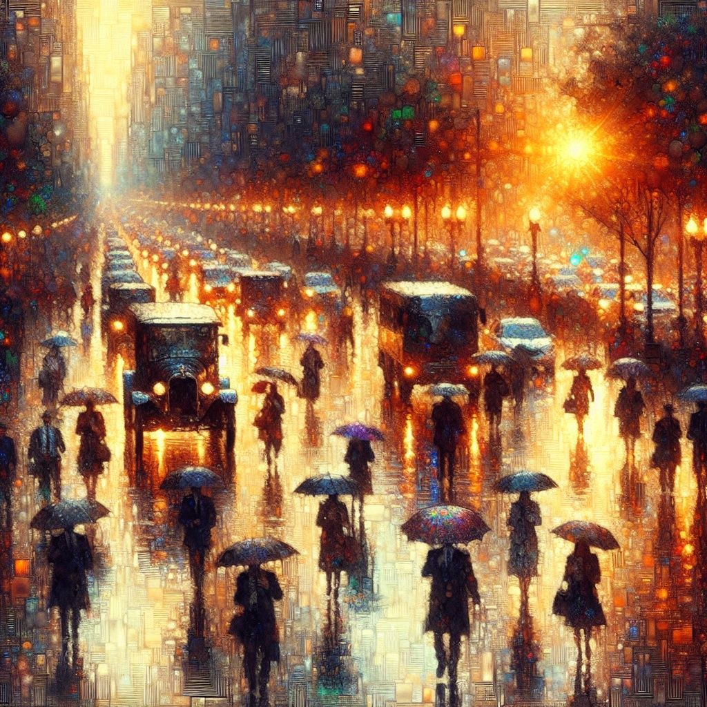 On the street in the rain