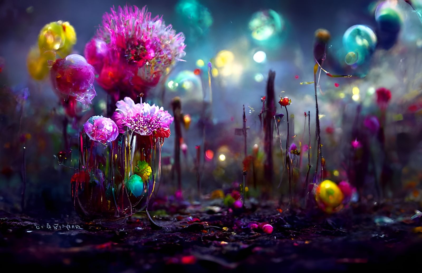 Beautiful flowers and Floating Objects