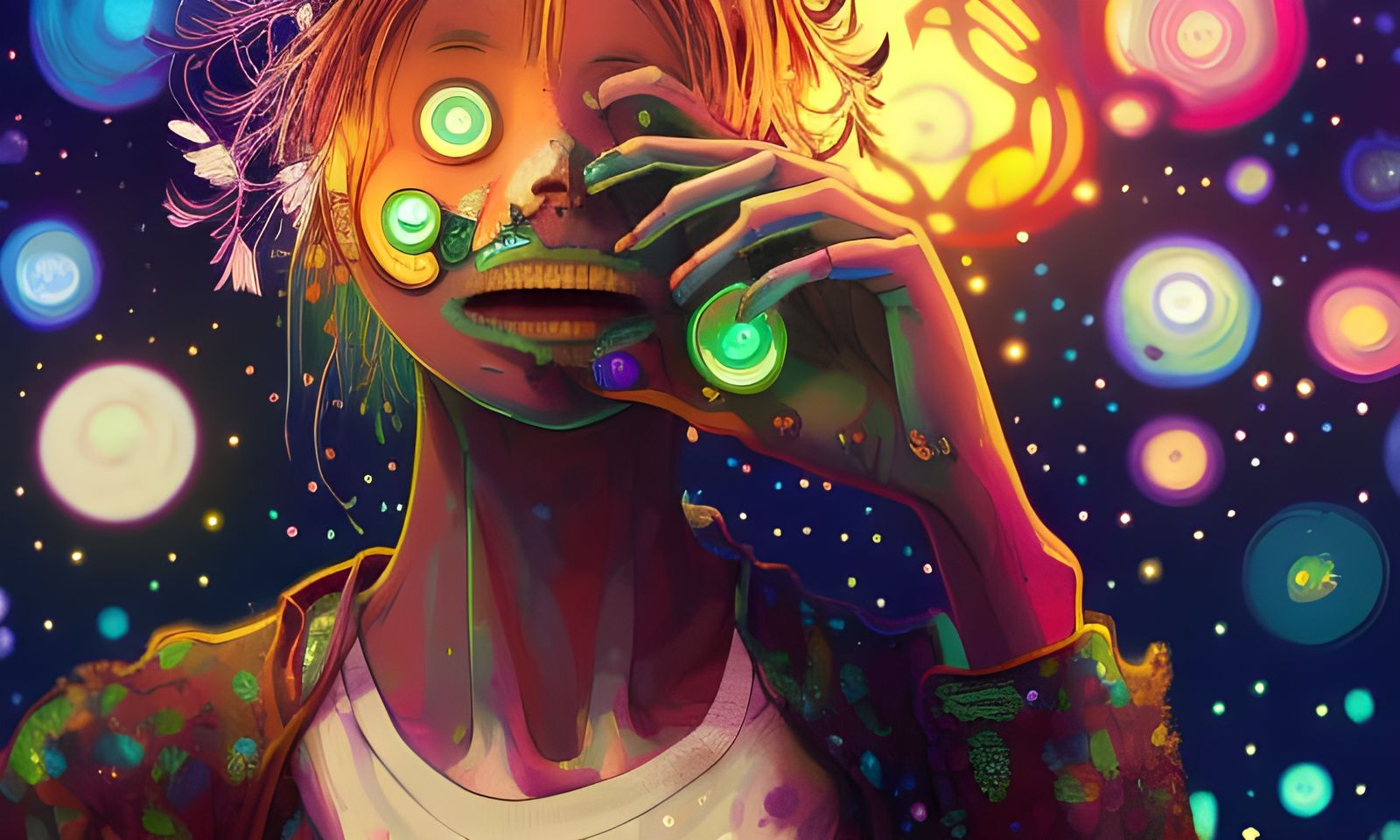 Zombie surrounded by globe lights AI Generated Artwork NightCafe