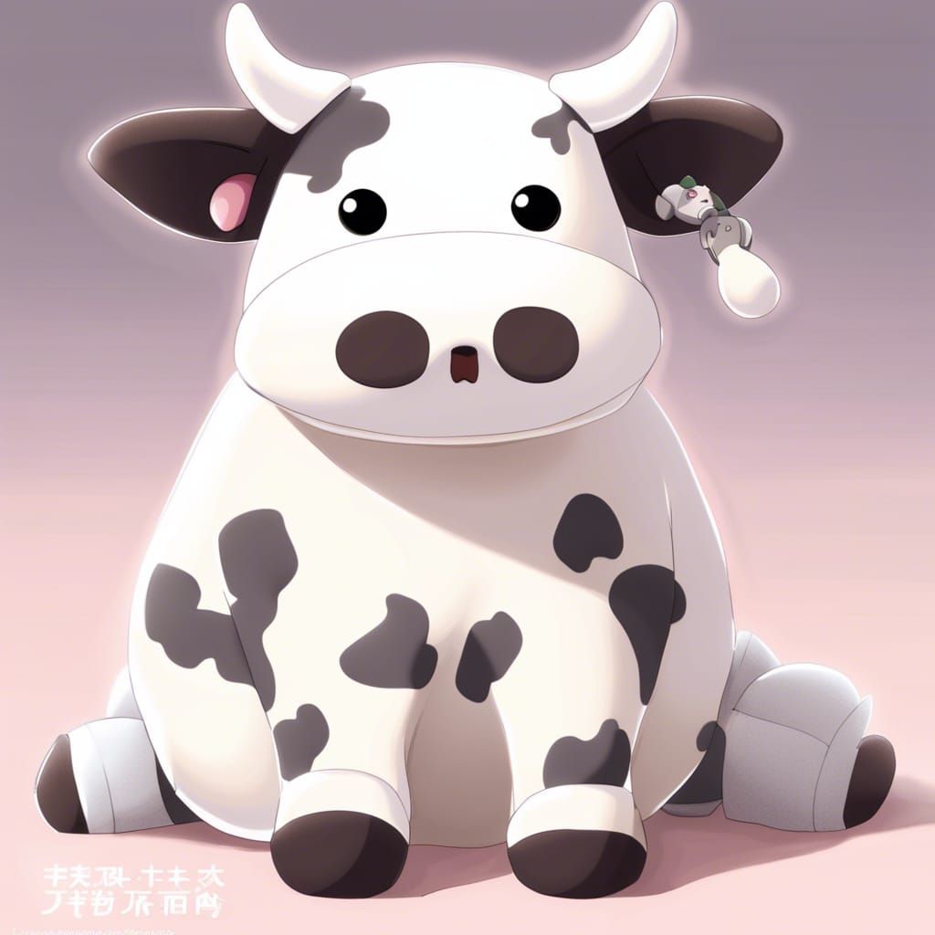 A white and gray stuffed cow puppet made of sock material