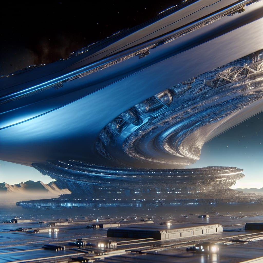 A blue epic spaceship in the shape of a McFlurry