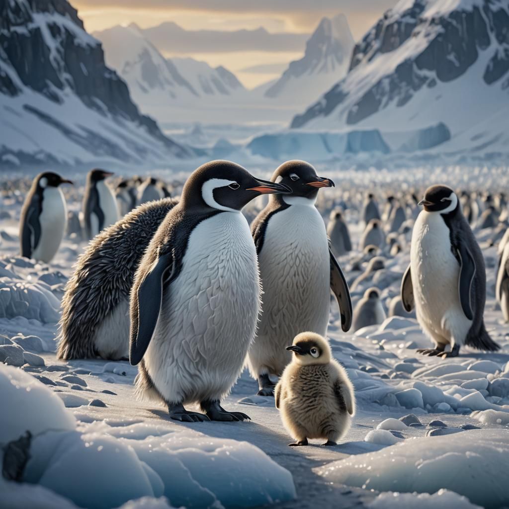 Penguin Chick Longing for Antarctica in Fantasy Art