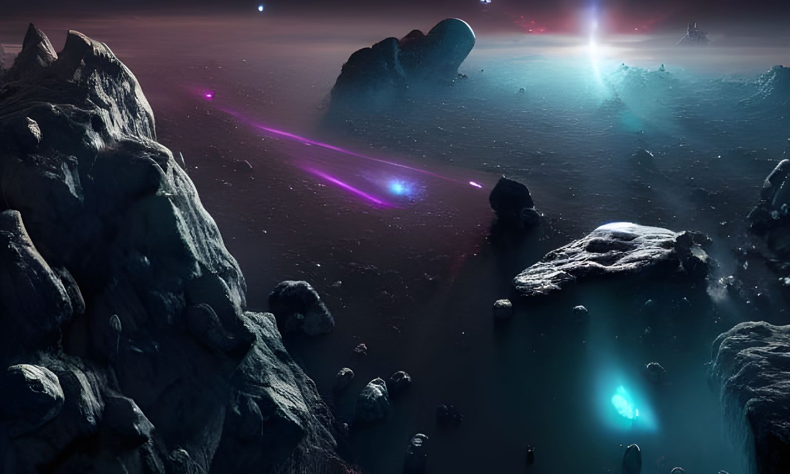 Asteroids in outer space. undefined