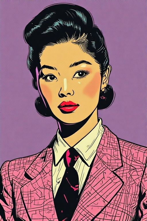 Asian Woman, Suit and Tie 3