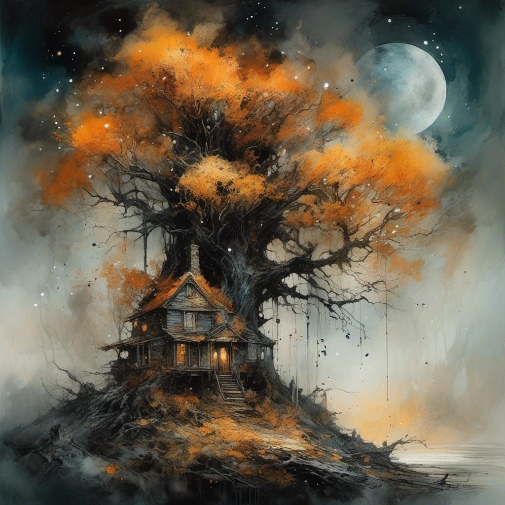 Magical Samhain Night in Abstract Style