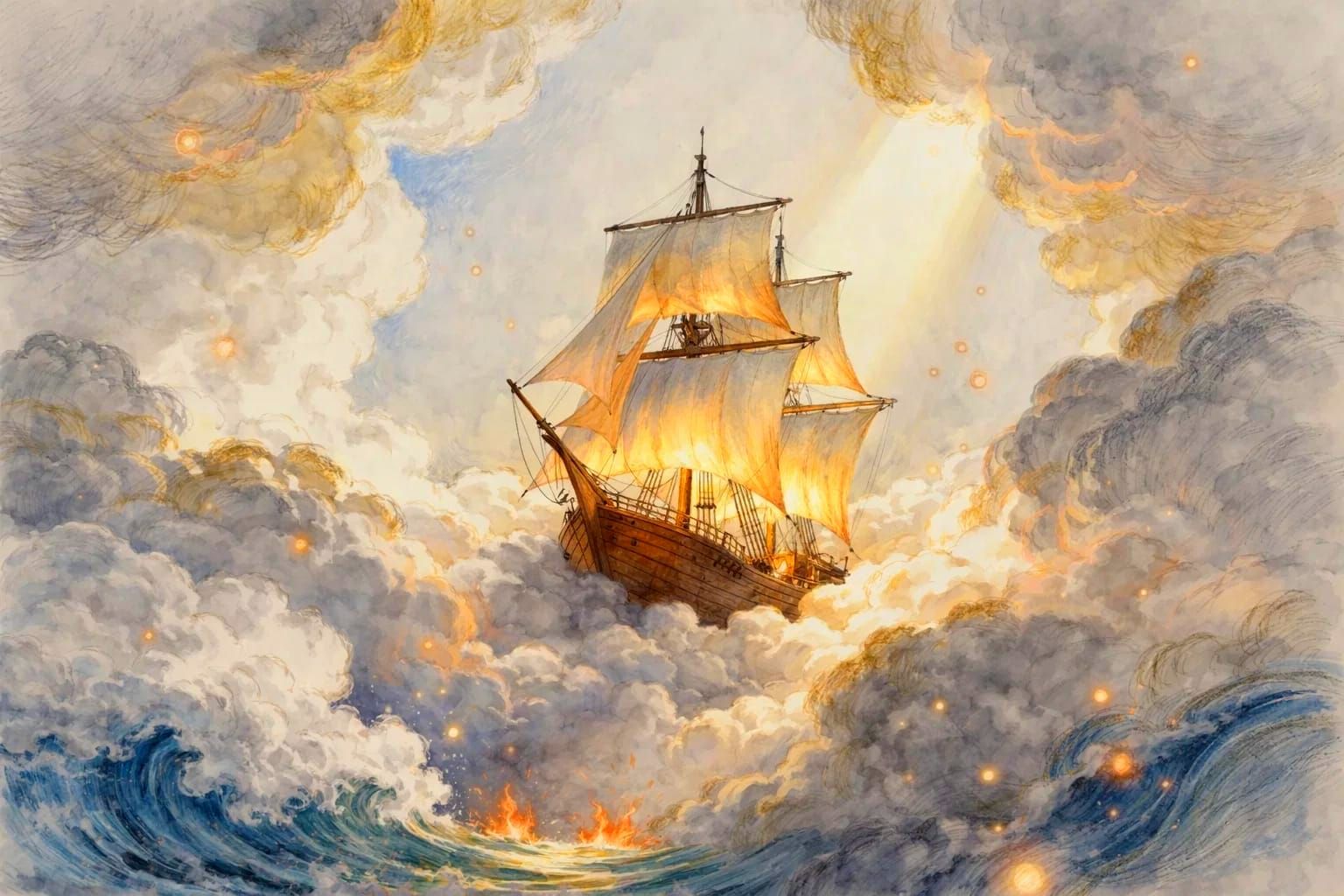 ספינה שטה על העננים