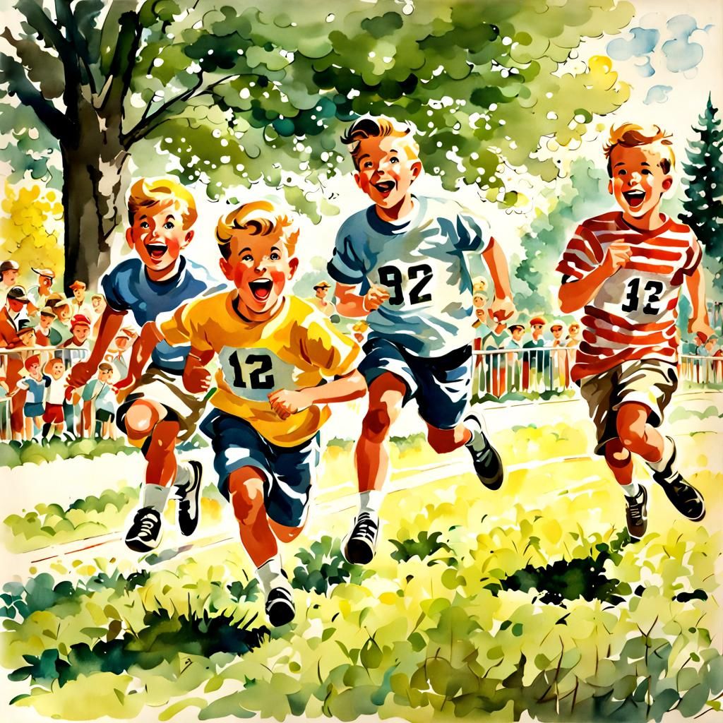 A Race In The Park, Winterset, Iowa, 1960 AI Generated Artwork NightCafe Creator