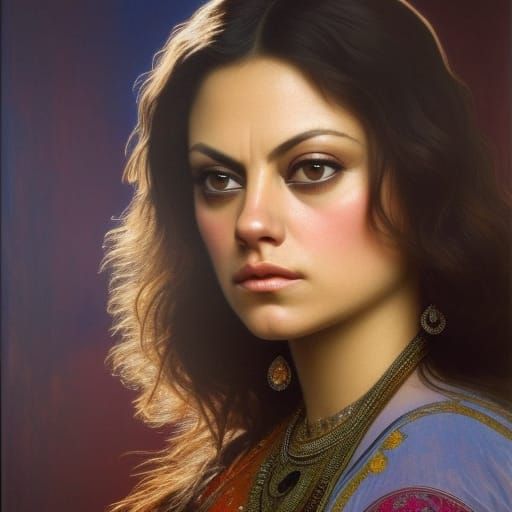 Pensive Mila Kunis - AI Generated Artwork - NightCafe Creator