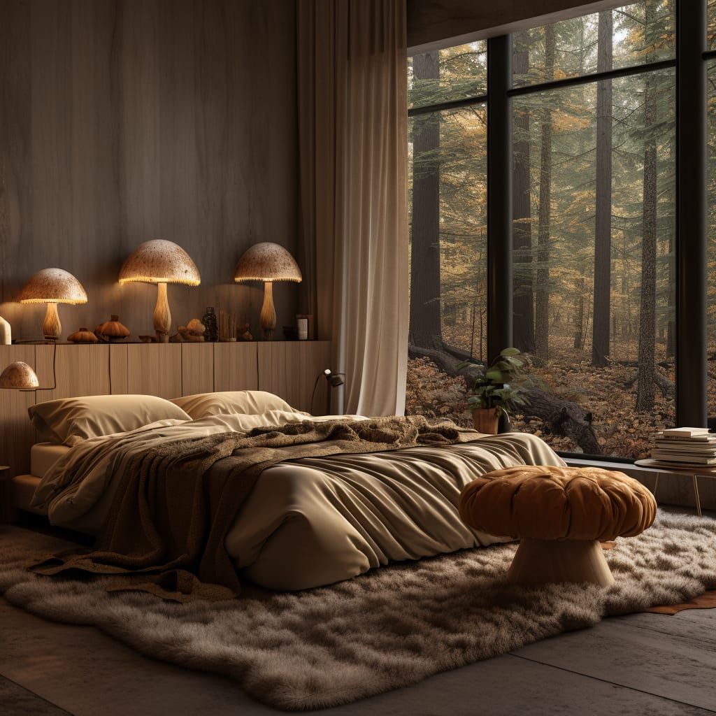 Mushroom Themed Bedroom in Autumn