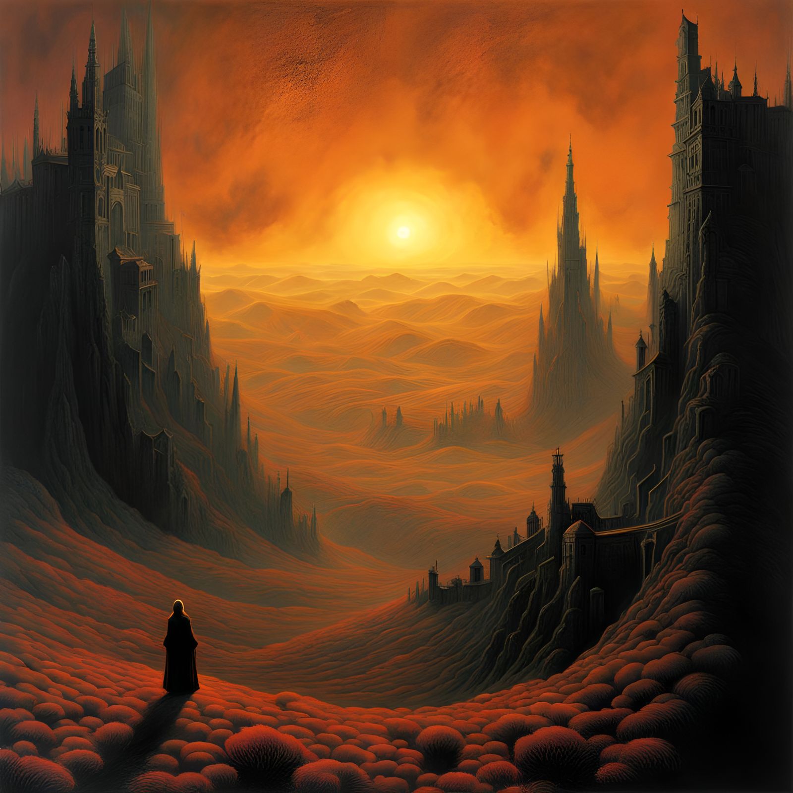 beksinski art, surreal landscape, - AI Generated Artwork - NightCafe ...