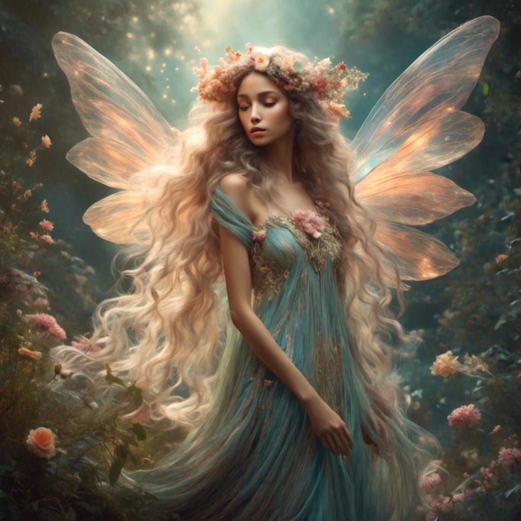 <lora:Wispy Hair:1.0> Fairy