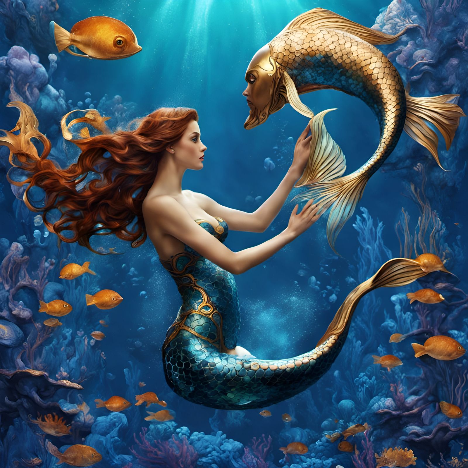 Blue Sea Mermaid - AI Generated Artwork - NightCafe Creator