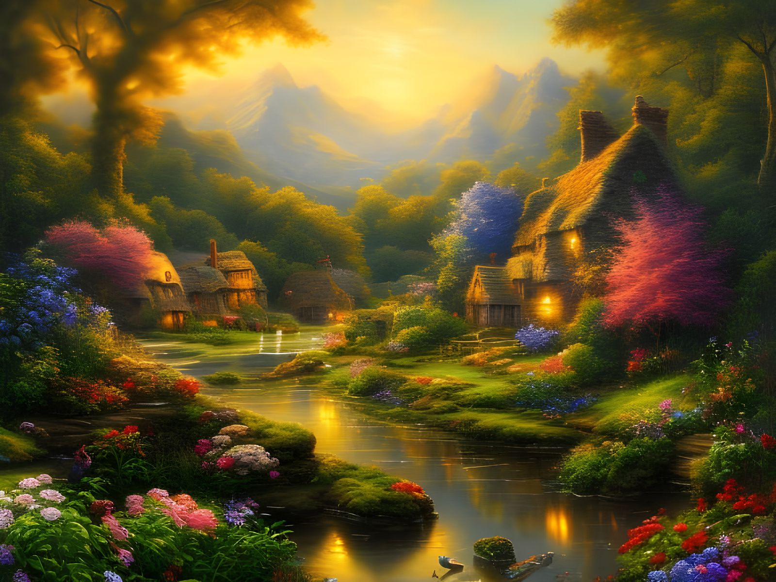 107-Hyper-detailed English Tudor Cottage with Waterfalls - 2...