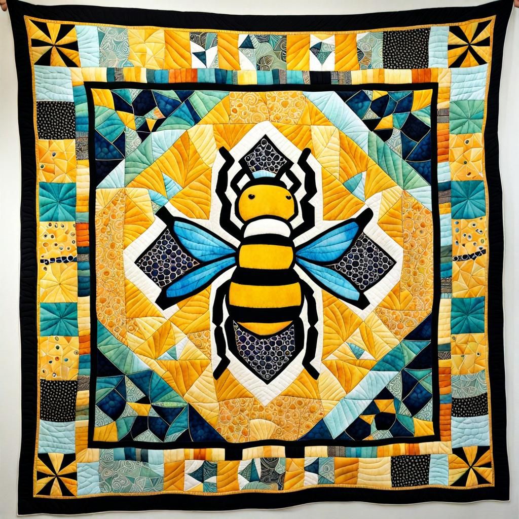 Bee happy quilt AI Generated Artwork NightCafe Creator