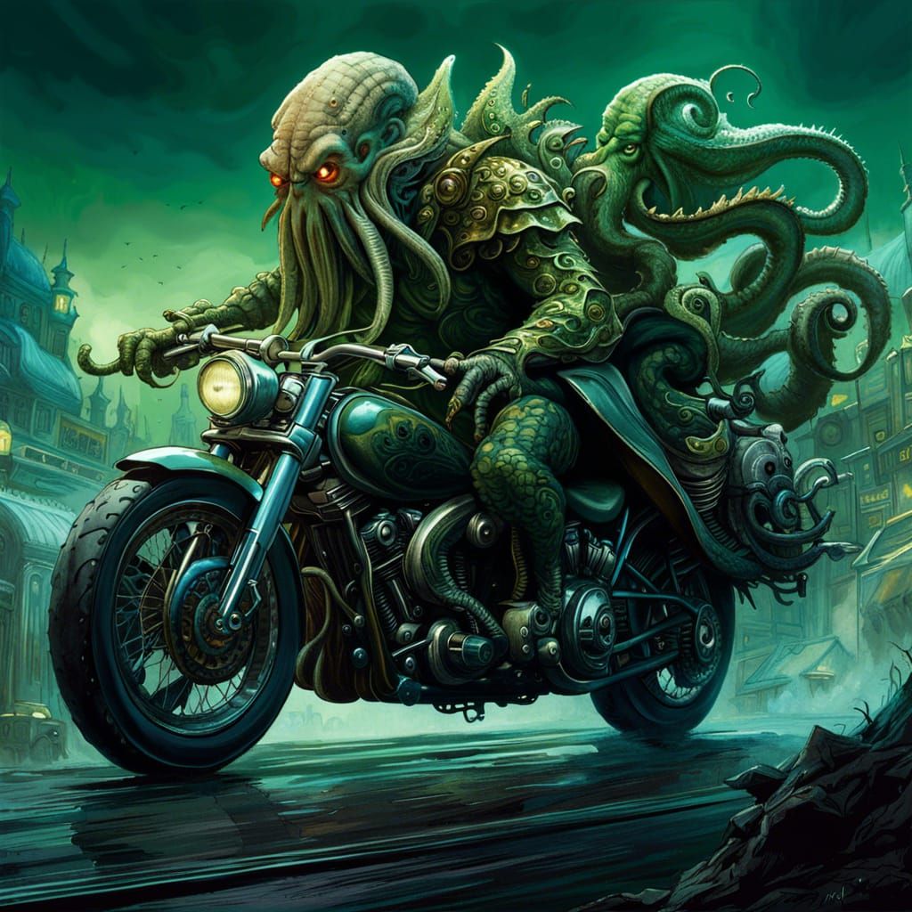 Cthulhu motorcycle   by @BansheeTales 