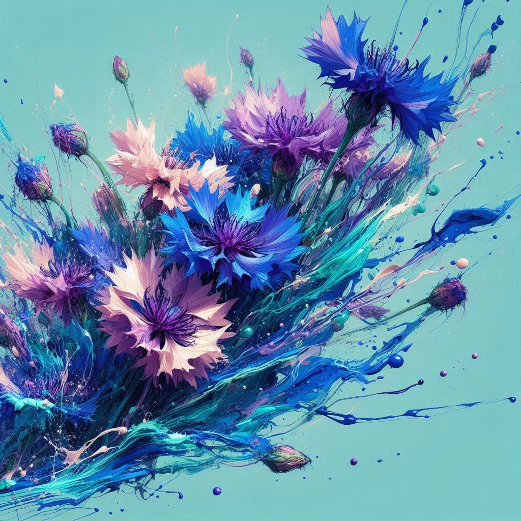 Cornflowers and paint