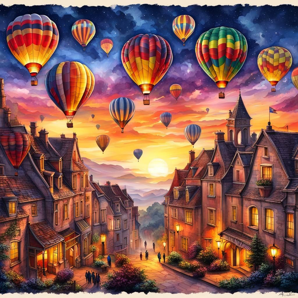 Hot Air balloons evening sky