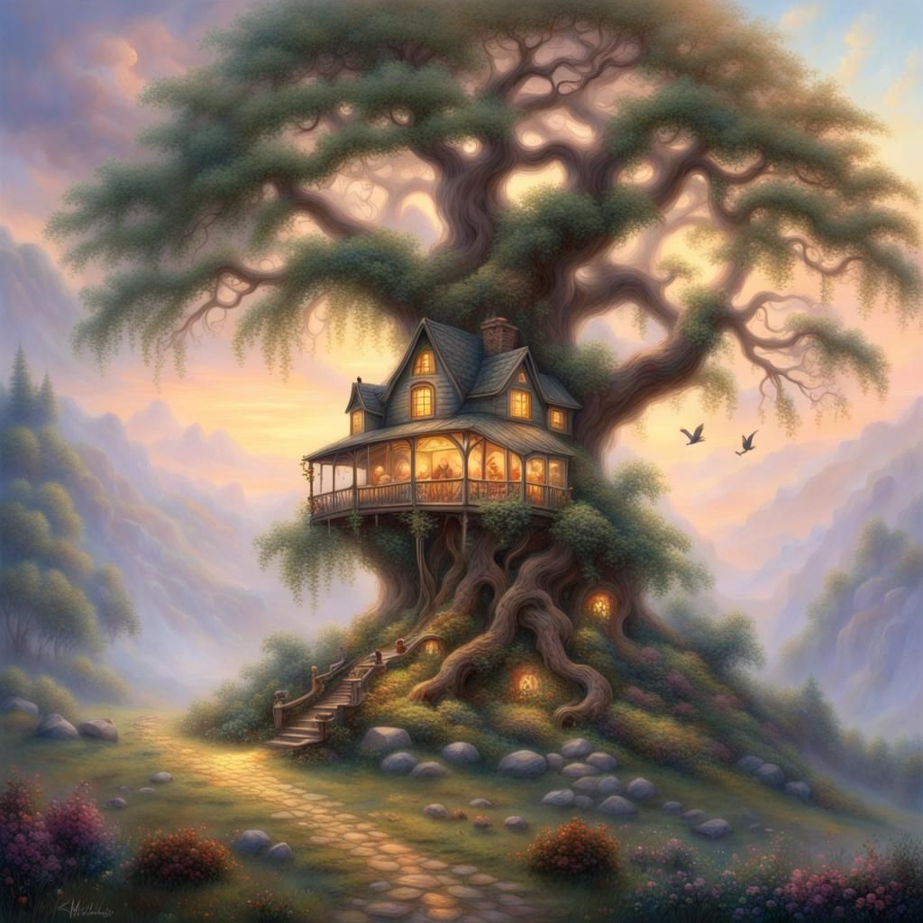 One tree with each branch filled with animals and has it lik...