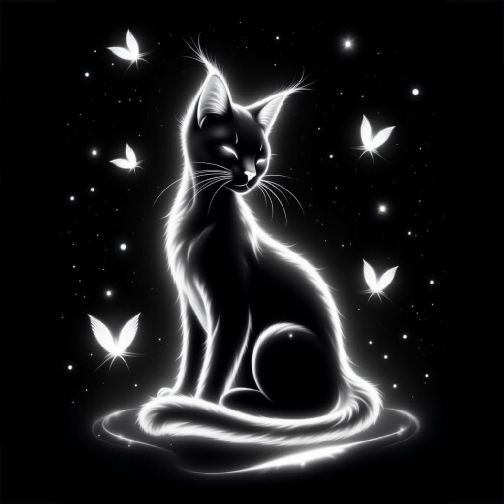 <lora:Pure Fantasy Cats:1.0> A super sexy real lady cat (as in women) with its eyes closed is depicted in a stylish sitting position, surrou...