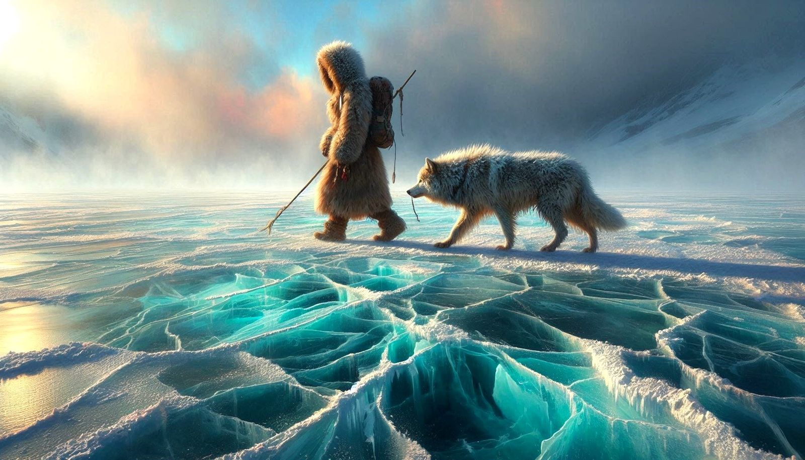 Frozen lake crossing