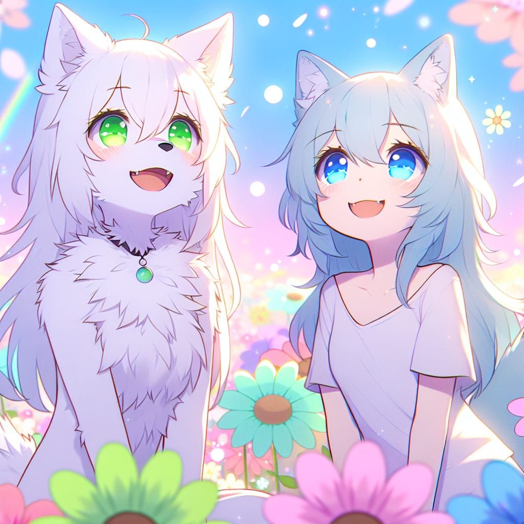 Wolfie and Smol Fennex - AI Generated Artwork - NightCafe Creator