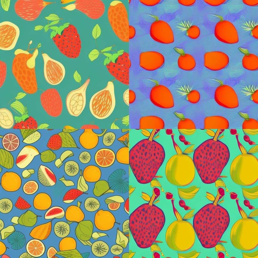 repeating fruit pattern, similar to vintage wallpaper - AI Generated ...